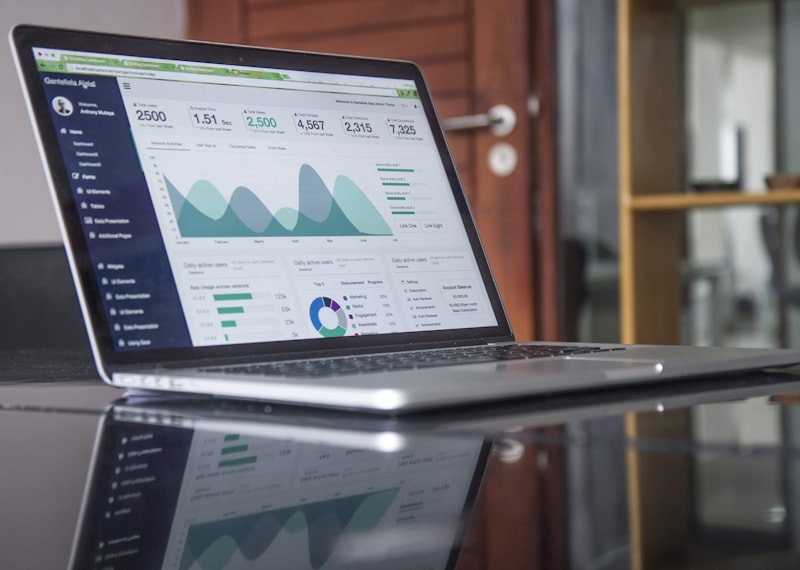 Dashboard finanziaria e dati di mercato su laptop